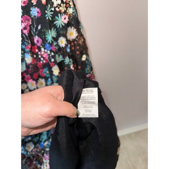 Anthropologie Geisha Designs Floral Organdy Midi Dress Sequin Ruffle Size 6 - Picture 4 of 7